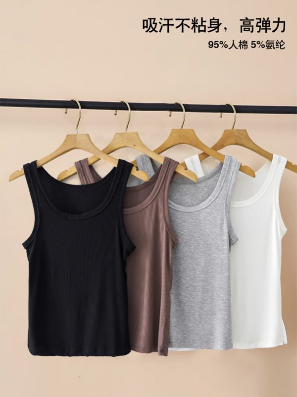 Women's Knitted Layering Vest, White Basic Camisole & Black Sleeveless Top - Trendy Summer Essentials for Chic Outfits