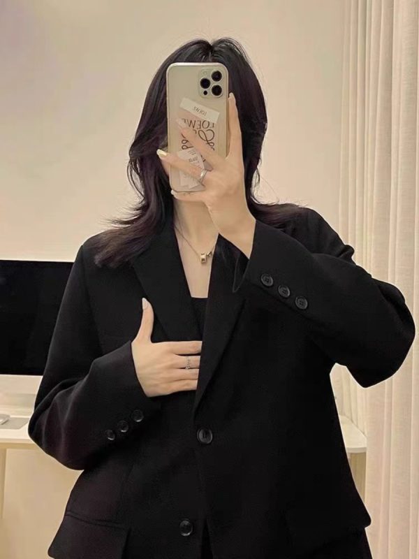 Women's Korean Style Petite Small Suit Jacket - High-End Street Style for Spring & Autumn 2025 - Trendy & Fashionable