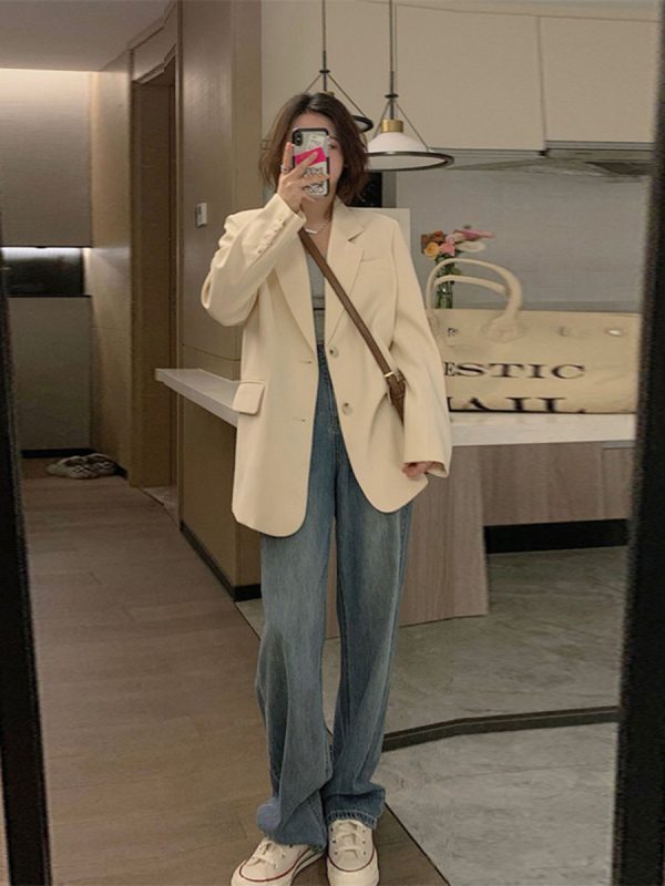 Women's Korean Style Petite Small Suit Jacket - High-End Street Style for Spring & Autumn 2025 - Trendy & Fashionable