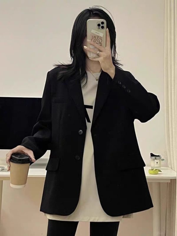 Women's Korean Style Petite Small Suit Jacket - High-End Street Style for Spring & Autumn 2025 - Trendy & Fashionable