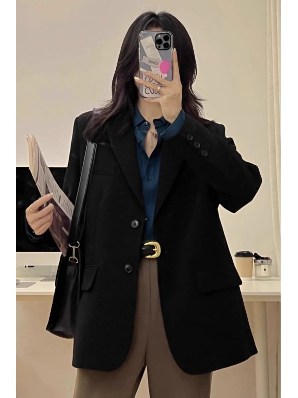 Women's Korean Style Petite Small Suit Jacket - High-End Street Style for Spring & Autumn 2025 - Trendy & Fashionable
