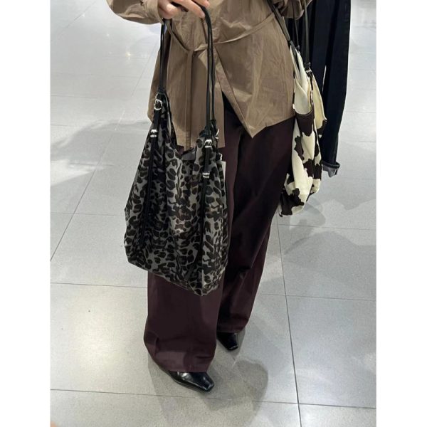 Women's Leopard Print Silk Satin Tote Bag - Large Capacity Fashionable Commuting Handbag for Shopping & Everyday Use