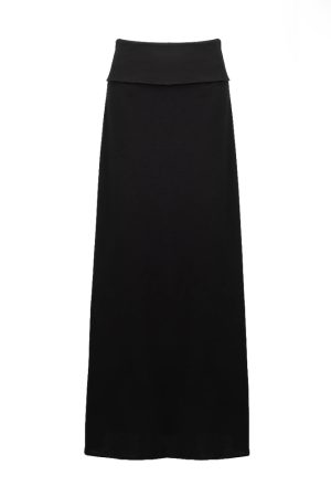 Women's Long High-Waisted A-Line Skirt, Slimming Floor-Length Liquid Ammonia Cotton, Summer Fashion, Elegant Style