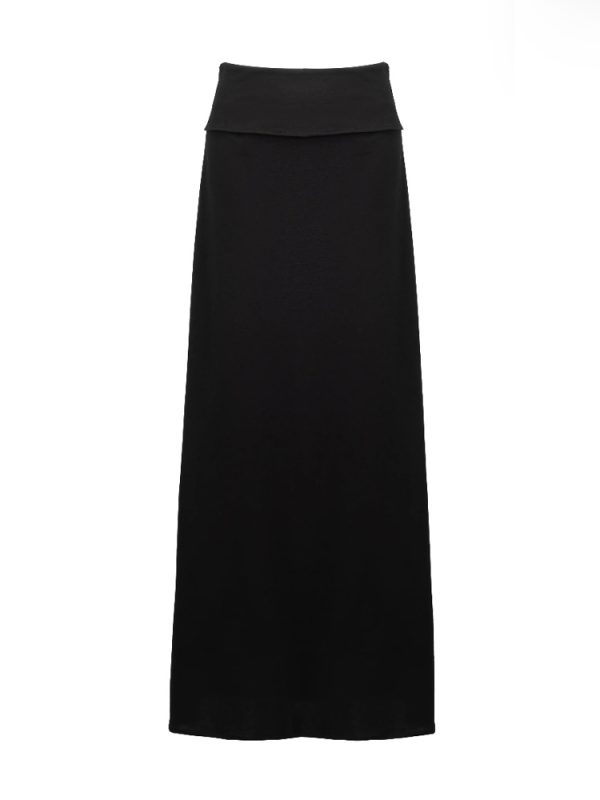 Women's Long High-Waisted A-Line Skirt, Slimming Floor-Length Liquid Ammonia Cotton, Summer Fashion, Elegant Style
