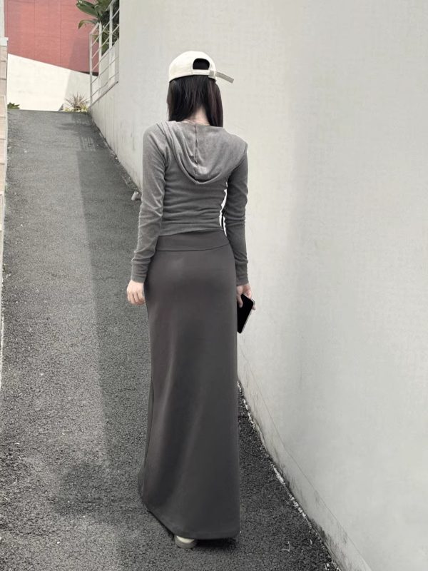 Women's Long High-Waisted A-Line Skirt, Slimming Floor-Length Liquid Ammonia Cotton, Summer Fashion, Elegant Style