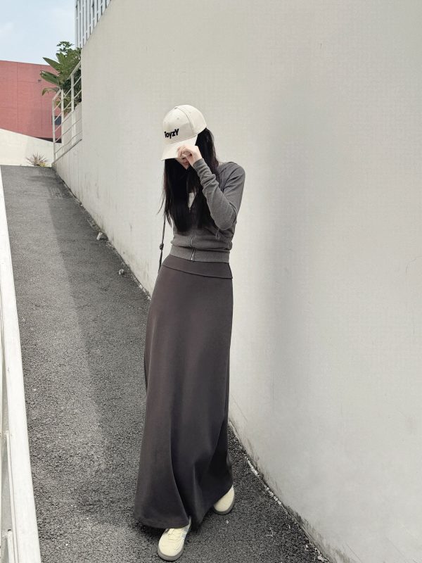 Women's Long High-Waisted A-Line Skirt, Slimming Floor-Length Liquid Ammonia Cotton, Summer Fashion, Elegant Style