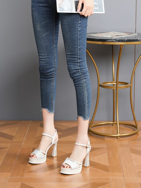 Women's One-Strap Peep-Toe High Heels Summer 2025 Chunky Platform Sandals 10CM - Stylish Party Footwear