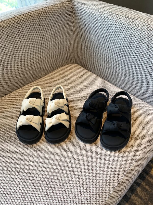 Women's Open-Toe Sandals 2025 Summer Korean Style Sweet Bow Thick-Soled Roman Shoes