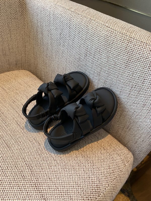 Women's Open-Toe Sandals 2025 Summer Korean Style Sweet Bow Thick-Soled Roman Shoes
