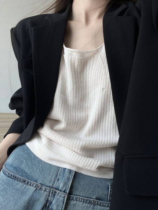 Women's Oversized Black Suit Jacket, Casual Loose Fit Blazer, High-End Feel, Plus Size, Spring Autumn 2025 Fashion
