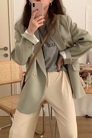 Women's Oversized Black Suit Jacket, Casual Loose Fit Blazer, High-End Feel, Plus Size, Spring Autumn 2025 Fashion