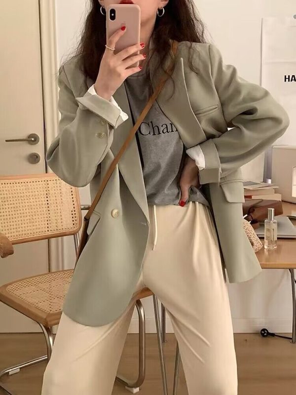 Women's Oversized Black Suit Jacket, Casual Loose Fit Blazer, High-End Feel, Plus Size, Spring Autumn 2025 Fashion