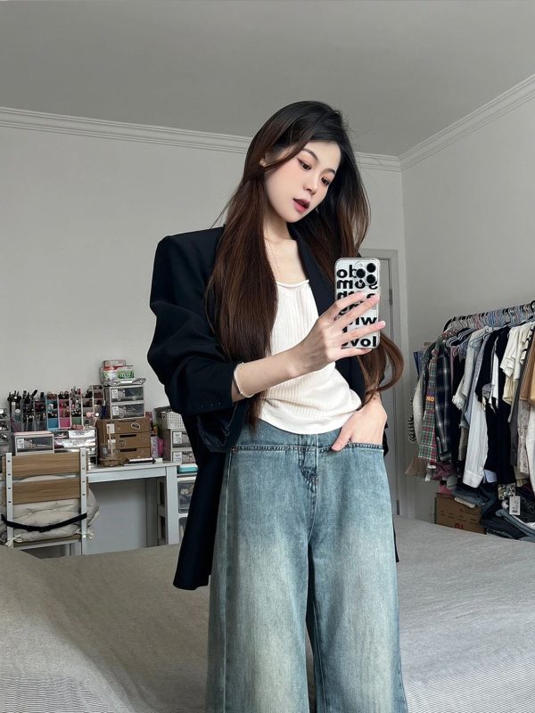 Women's Oversized Black Suit Jacket, Casual Loose Fit Blazer, High-End Feel, Plus Size, Spring Autumn 2025 Fashion