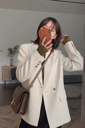 Women's Oversized Black Suit Jacket, Casual Loose Fit Blazer, High-End Feel, Plus Size, Spring Autumn 2025 Fashion