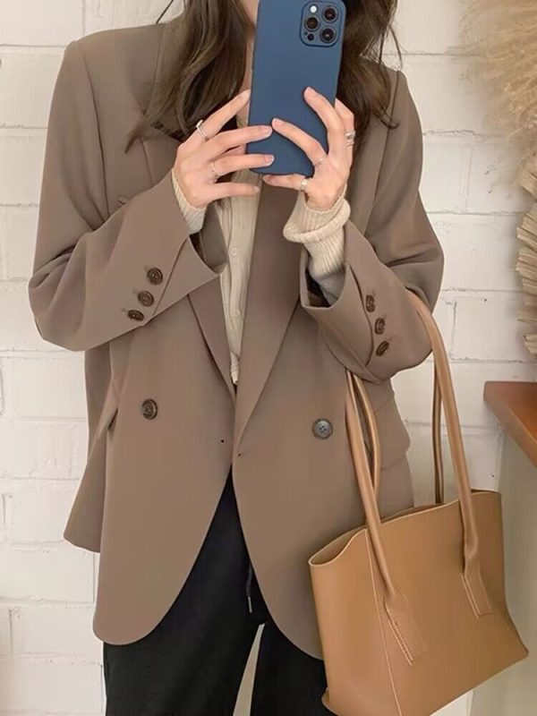 Women's Oversized Black Suit Jacket, Casual Loose Fit Blazer, High-End Feel, Plus Size, Spring Autumn 2025 Fashion