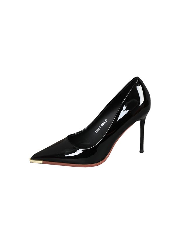 Women's Patent Leather High Heels - Spring 2025 Trendy Slim Heel Pointed Toe Flats - Professional Sexy Style in Black