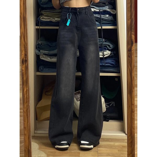 Women's Plus Size Loose Straight Leg Jeans for Short Girls - 2025 BF Style Lazy Slim Wide Leg Pants for Y2K Fashion