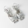 Women's Sheepskin French Woven Hollow Vacation Sandals, Low Heel One-Strap Square Toe Elegant High Heels