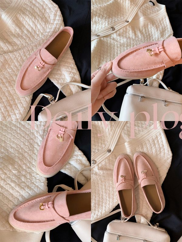 Women's Sheepskin Tassel Lock Loafers - Flat Slip-On Cashmere Flats for Versatile Everyday Style