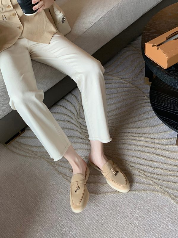 Women's Sheepskin Tassel Lock Loafers - Flat Slip-On Cashmere Flats for Versatile Everyday Style