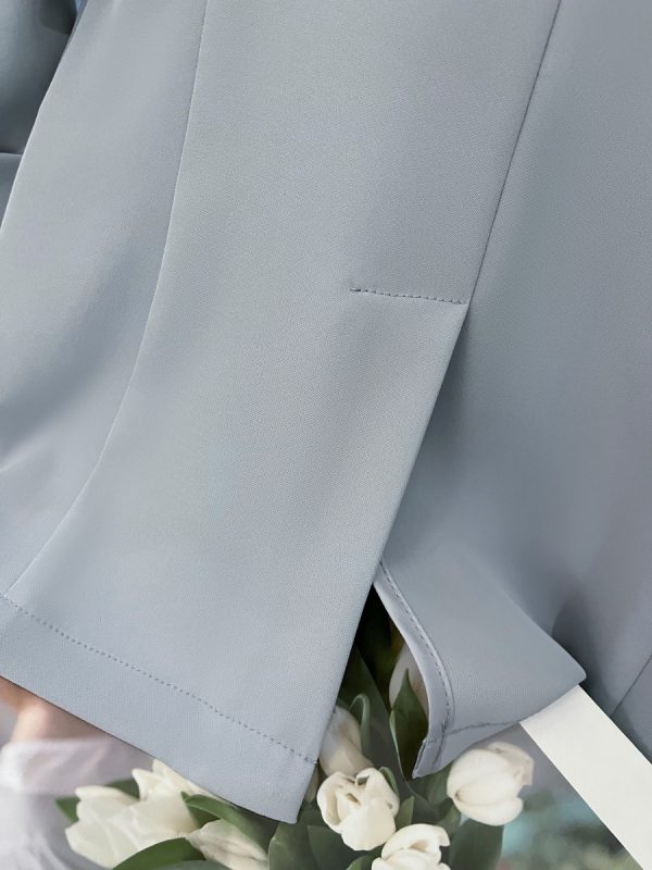 Womenâ€™s Slim Fit Blue Blazer Jacket with Seven-Point Sleeves - Trendy Spring/Summer Commuter Style 2025