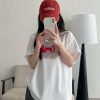 Womenâ€™s Spring Summer Short Sleeve T-Shirt - Cold Brew Inspired Two-Color Printed Embroidered Design