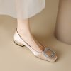 Women's Square-Toed Mid-Heel Chunky Heel Shoes with Square Buckle - Italian Corso Venezia Inspired Soft Sole Footwear