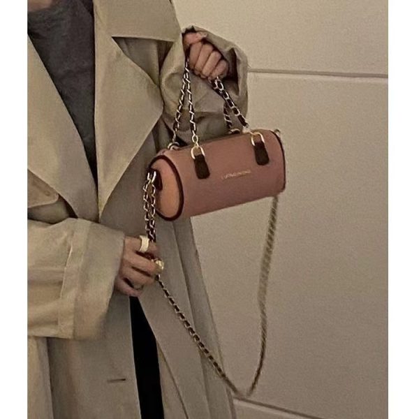Women's Suede Handheld Round Tube Bag - Summer 2023 Niche Design Underarm Chain Crossbody Bag with High-Quality Texture