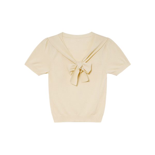 Women's Summer 2025 Irregular Flowing Tie-Knit V-Neck Short Sleeve T-Shirt - Trendy French Style
