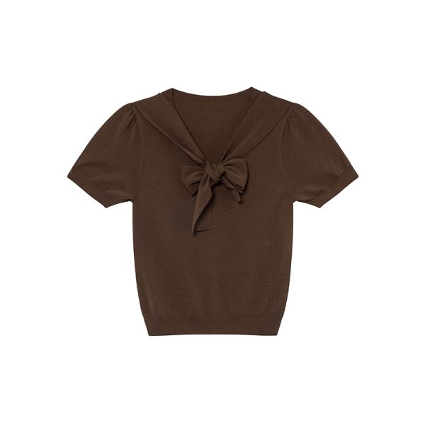 Women's Summer 2025 Irregular Flowing Tie-Knit V-Neck Short Sleeve T-Shirt - Trendy French Style