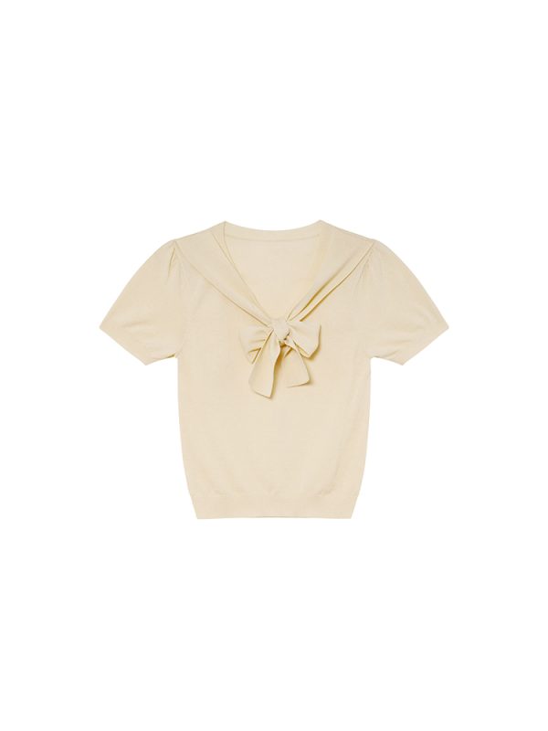 Women's Summer 2025 Irregular Flowing Tie-Knit V-Neck Short Sleeve T-Shirt - Trendy French Style