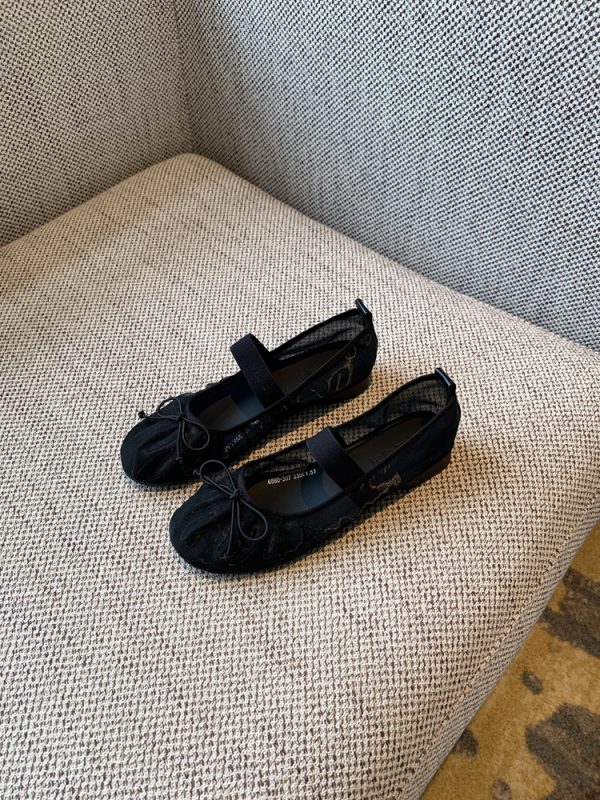 Women's Summer 2025 Mary Jane Shoes - Bowknot, Mesh, Flat, Square Toe, Shallow Mouth, National Style, Trendy Footwear
