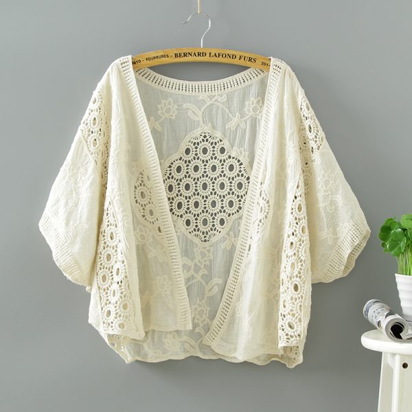 Women's Summer Lace Top and Skirt Set, Short Knitted Cardigan for Sun Protection, Stylish Lightweight Outerwear