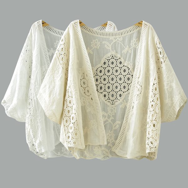 Women's Summer Lace Top and Skirt Set, Short Knitted Cardigan for Sun Protection, Stylish Lightweight Outerwear