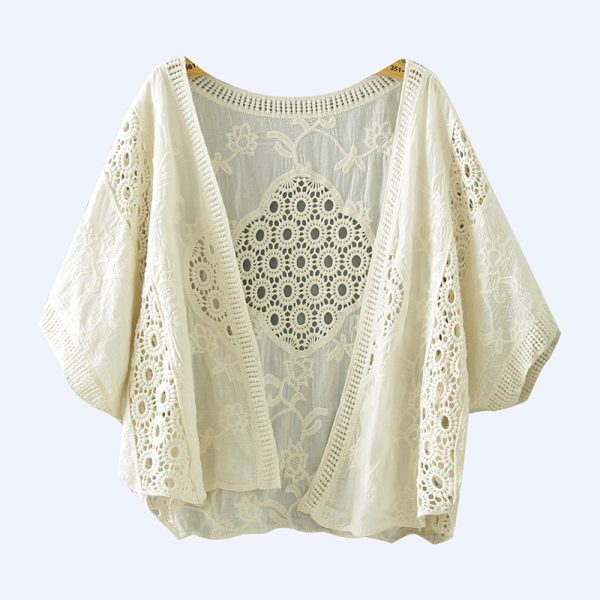 Women's Summer Lace Top and Skirt Set, Short Knitted Cardigan for Sun Protection, Stylish Lightweight Outerwear