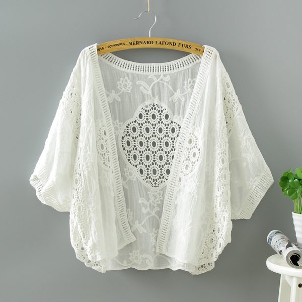 Women's Summer Lace Top and Skirt Set, Short Knitted Cardigan for Sun Protection, Stylish Lightweight Outerwear