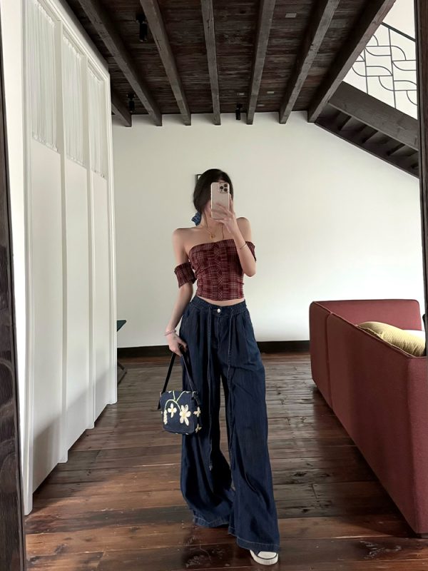 Women's Summer Loose High-Waisted Wide-Leg Jeans - Lightweight Casual Style for Effortless Y2K Fashion