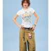 Women's Summer Slim Fit Fun Cartoon Graffiti Short Sleeve T-Shirt - Trendy Y2K Style Casual Top