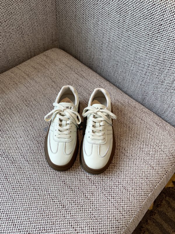 Women's Thick-Soled Lace-Up White Sneakers - Genuine Leather Casual Sports Shoes for Spring 2025, Perfect for Training and Everyday Wear