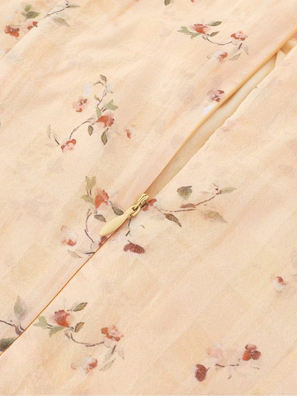 Women's Vintage Lace-Up Yellow Floral Long Dress - 2025 Summer Vacation Style, Boho Chic, French Inspired Fashion