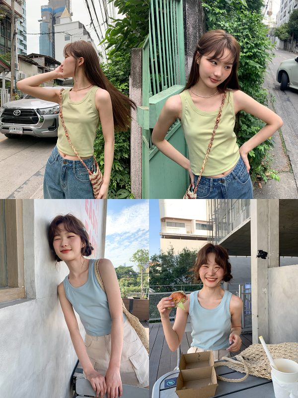 Women's Wide-Edged Round Neck Slim-Fit Short Vest Camisole Top - Summer 2025 Fashion, Trendy Casual Style