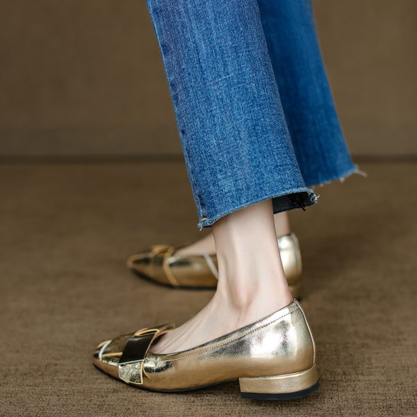 Woven Square-Toe Slip-On Flat Shoes for Women â€“ Slimming Design, Shallow Mouth Style, Trendy Italian Aesthetic, Perfect for Everyday Wear