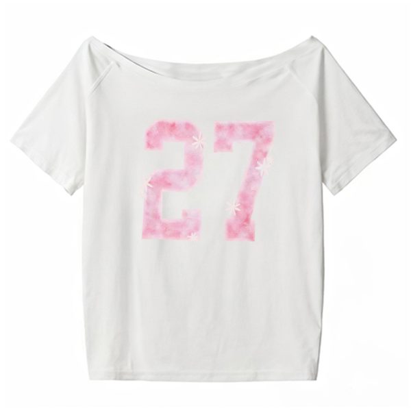 Y2K Off-Shoulder Red T-Shirt for Summer, Loose Fit Short-Sleeve Top with Digital Print, Spicy Girl American Style
